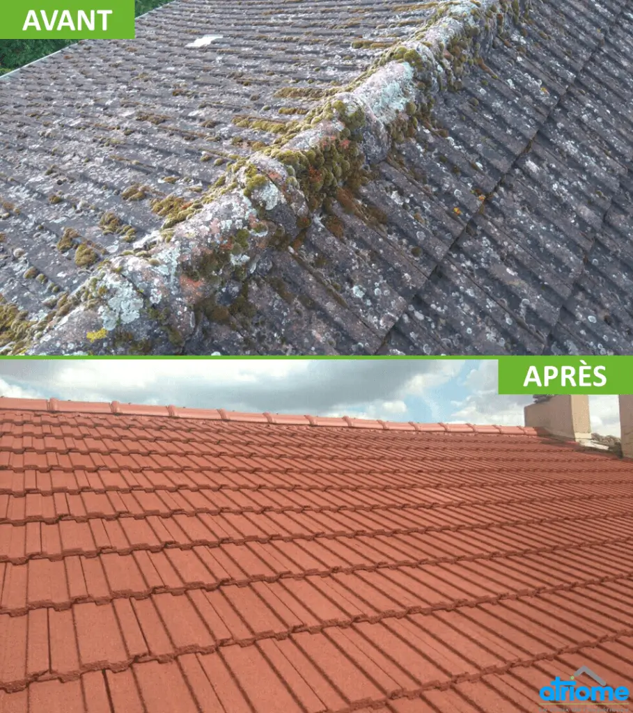 avant apres hydrofuge toiture tuiles béton