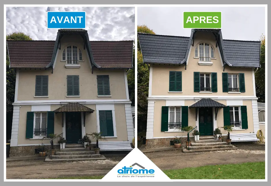 avant après rénovation traitement hydrofuge toiture et facade Viroflay