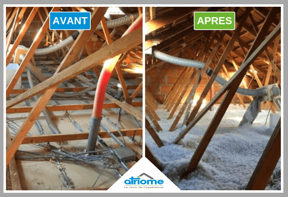 avant après isolation de combles atriome